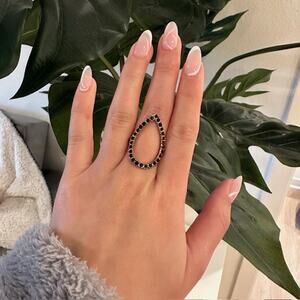 Black teardrop burnished bronze ring size 6